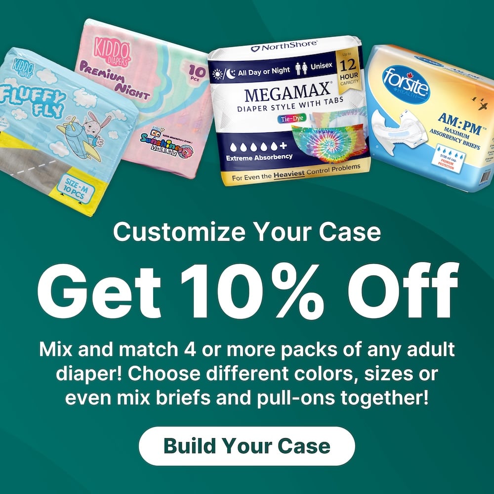 Mix & Match for 10 Percent Off 4 Packs of Adult Diapers with tabs or Pull-ons