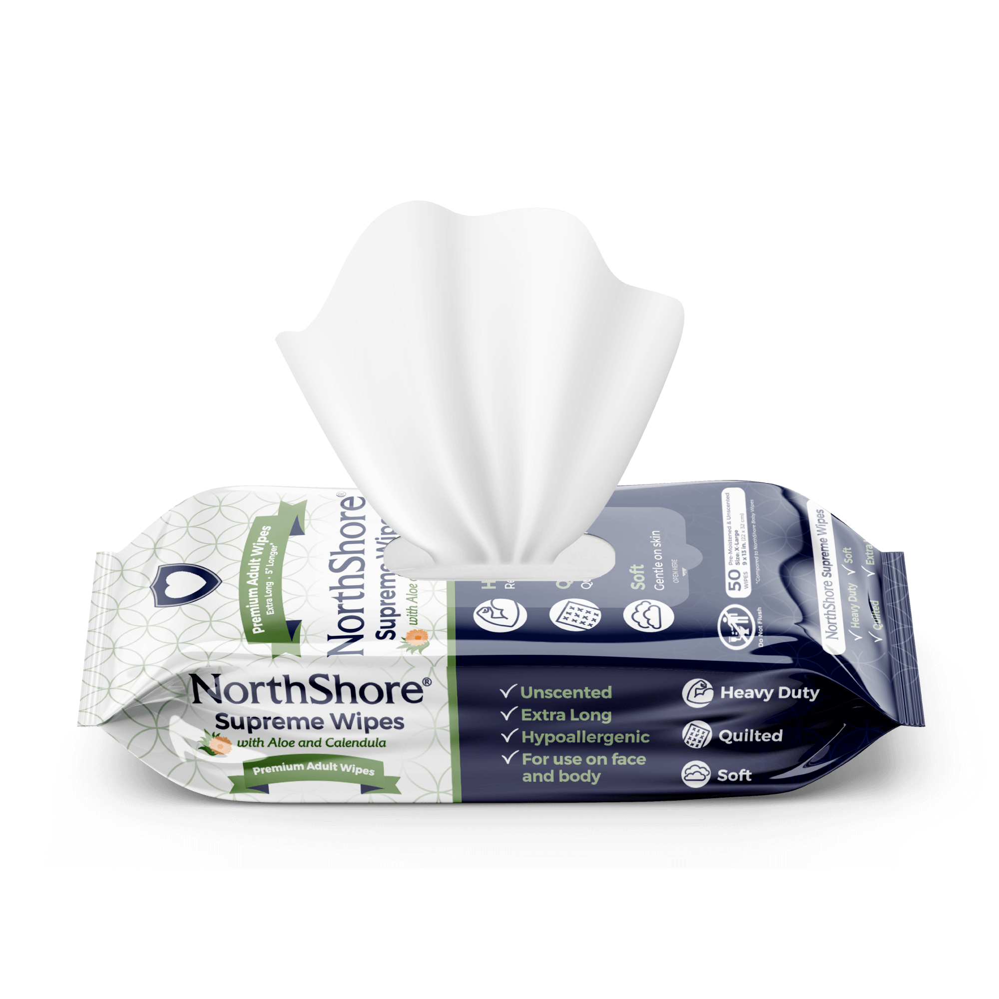 Package of NorthShore Supreme Quilted Adult Cleansing Wipes
